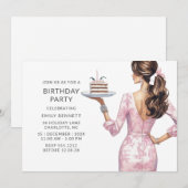 Modern roze volwassen verjaardagsfeestje kaart (Voorkant / Achterkant)