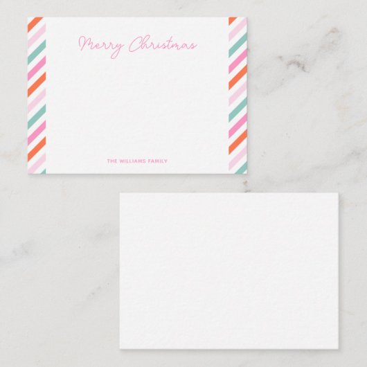 Modern roze vrolijk kerstfeest notitiekaartje (Voorkant / Achterkant)