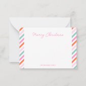 Modern roze vrolijk kerstfeest notitiekaartje (Voorkant)