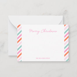 Modern roze vrolijk kerstfeest notitiekaartje