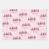 Modern roze "vrolijk kerstfeest" van uw familie inpakpapier vel (Voorkant)