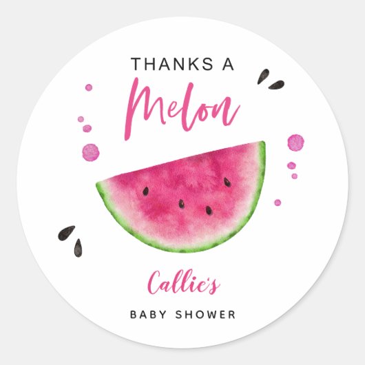 Modern Roze Watermeloen Baby shower Ronde Sticker (Voorkant)