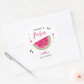Modern Roze Watermeloen Baby shower Ronde Sticker (Envelop)