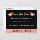 Modern roze Waterverf Afstuderen sparen de Datum Aankondigingskaart (Voorkant / Achterkant)