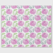 Modern Roze Waterverf bloemmotief Cadeaupapier (Vlak)