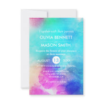 Modern roze Waterverf bruiloft uitnodigen