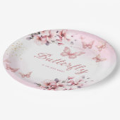 Modern roze Waterverf Butterfly Girl Baby shower Papieren Bordje (Gekanteld)