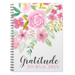 Modern roze waterverf dankbaarheid tijdschrift notitieboek