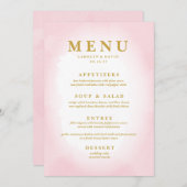 Modern Roze Waterverf Diner Menu (Voorkant / Achterkant)