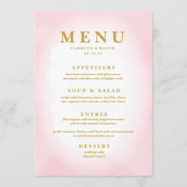 Modern Roze Waterverf Diner Menu