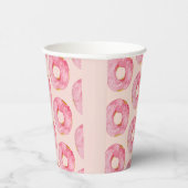 Modern roze Waterverf donuts Pattern Papieren Bekers (Rechts)