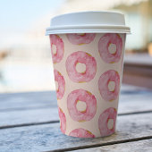 Modern roze Waterverf donuts Pattern Papieren Bekers