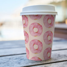 Modern roze Waterverf donuts Pattern