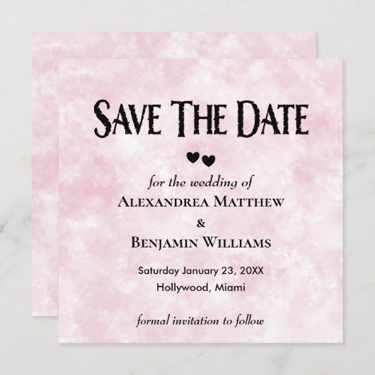 Modern Roze Waterverf Elegant Bruiloft Personalise Save The Date (Voorkant / Achterkant)