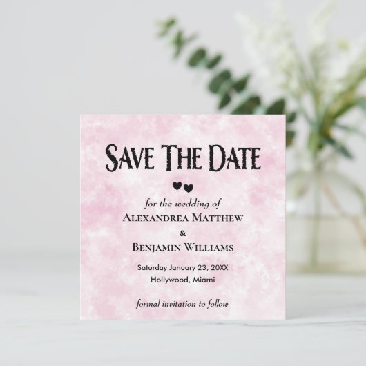 Modern Roze Waterverf Elegant Bruiloft Personalise Save The Date (Staand voorkant)