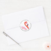 Modern roze Waterverf Flamingo retouradres Ronde Sticker (Envelop)
