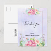 Modern roze Waterverf Floral Bouquet bedankt Briefkaart (Voorkant / Achterkant)