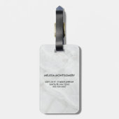 Modern Roze Waterverf Floral Bouquet Monogram Bagagelabel (Achterkant verticaal)