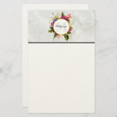 Modern Roze Waterverf Floral Bouquet Monogram Briefpapier (Voorkant / Achterkant)