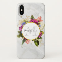 Modern Roze Waterverf Floral Bouquet Monogram