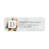 Modern Roze Waterverf Floral Bouquet Monogram Etiket (Voorkant)