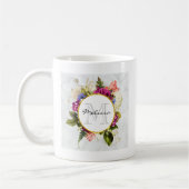 Modern Roze Waterverf Floral Bouquet Monogram Koffiemok (Links)
