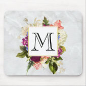 Modern Roze Waterverf Floral Bouquet Monogram Muismat (Voorkant)