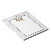 Modern Roze Waterverf Floral Bouquet Monogram Notitieblok (Schuin)