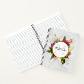 Modern Roze Waterverf Floral Bouquet Monogram Notitieboek (Binnen)