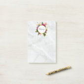 Modern Roze Waterverf Floral Bouquet Monogram Post-it® Notes (Op bureau)