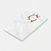 Modern Roze Waterverf Floral Bouquet Monogram Post-it® Notes (Schuin)