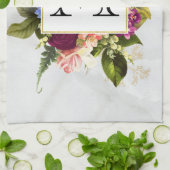 Modern Roze Waterverf Floral Bouquet Monogram Theedoek (Gevouwen)