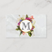 Modern Roze Waterverf Floral Bouquet Monogram Visitekaartje (Voorkant)