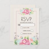 Modern Roze Waterverf Floral Bouquet RSVP Kaartje (Voorkant / Achterkant)