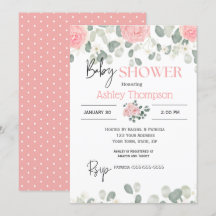Modern Roze Waterverf Floral Girls Baby shower