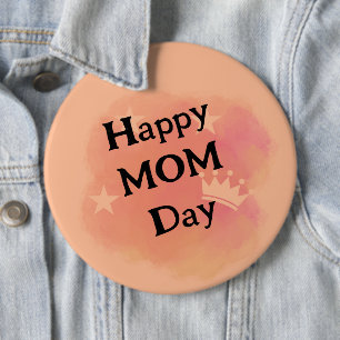 Modern Roze waterverf Happy Mom Day Minimaal Ronde Button 6,0 Cm
