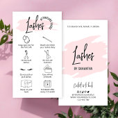 Modern Roze Waterverf Lash Extensions Aftercare Visitekaartje