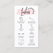 Modern Roze Waterverf Lash Extensions Aftercare Visitekaartje (Voorkant)