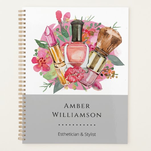 Modern roze Waterverf Makeup Artist Girly Chic Planner (Voorkant)