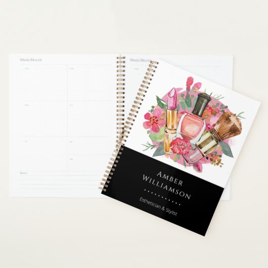 Modern roze Waterverf Makeup Artist Girly Chic Planner (Display)
