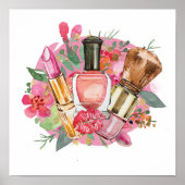 Modern roze Waterverf Makeup Artist Girly Chic Poster (Voorkant)