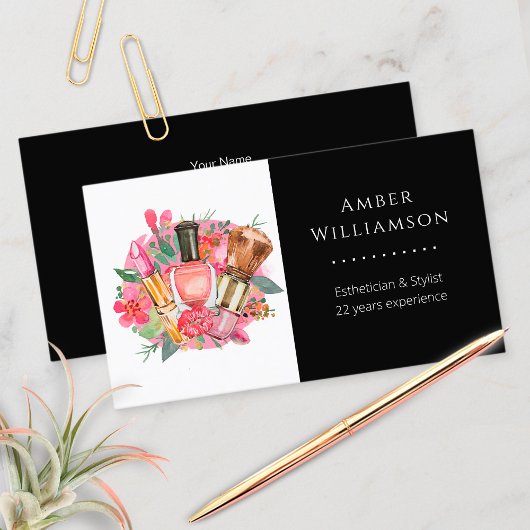 Modern roze Waterverf Makeup Artist Girly Chic Visitekaartje