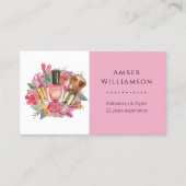 Modern roze Waterverf Makeup Artist Girly Chic Visitekaartje (Voorkant)