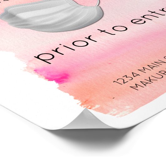 Modern roze Waterverf penseel masker vereist Poster (Hoek)