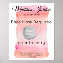 Modern roze Waterverf penseel masker vereist Poster
