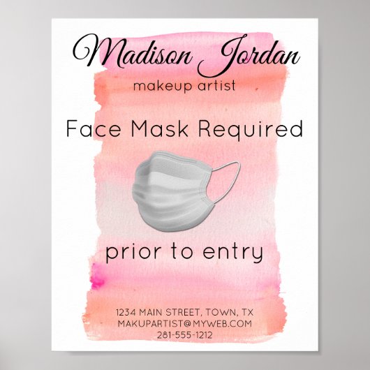 Modern roze Waterverf penseel masker vereist Poster (Voorkant)