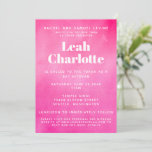 Modern roze Waterverf Trendy Budget Bat Mitzvah Kaart<br><div class="desc">Aangepersonaliseerde Moderne Roze Waterverf Trendy Chic Bat Mitzvah Uitnodiging met RSVP en websitedetails op hoofdkaart</div>