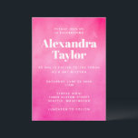 Modern roze Waterverf Trendy Chic Bat Mitzvah Kaart<br><div class="desc">Aangepersonaliseerde Modern Pink Waterverf Trendy Chic Bat Mitzvah Uitnodiging</div>