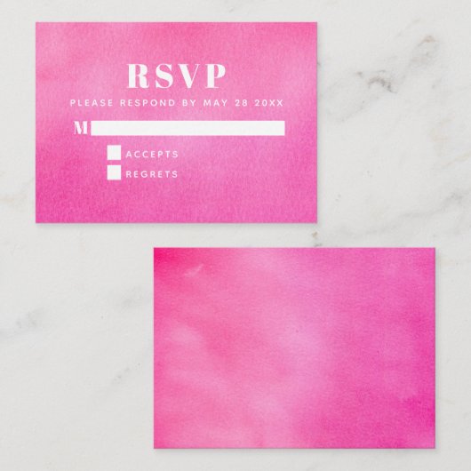 Modern roze Waterverf Trendy Chic RSVP Informatiekaartje (Voorkant / Achterkant)