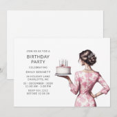 Modern Roze Waterverf Verjaardagsfeestje Volwassen Kaart (Voorkant / Achterkant)